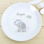 Hessian Elephant Personalised Plastic Plate