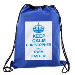 Personalised Keep Calm Blue Swim Kit Bag