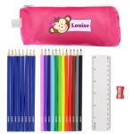 Pink Monkey Pencil Case with Contents