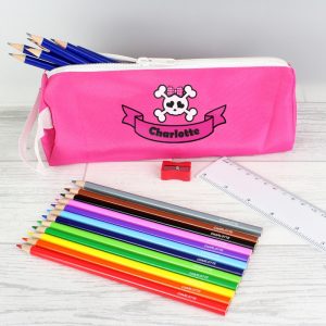Pink Skull Personalised Pencil Case