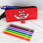 Personalised Red Skull Pencil Case