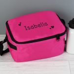 Personalised Pink Lunch Bag - Black Hearts