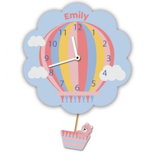 Pink Hot Air Balloon Clock