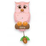 Personalised Owl Clock - Pink
