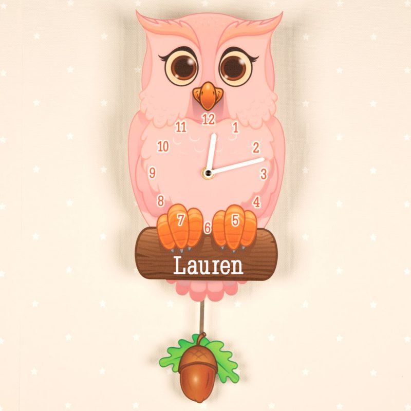 Personalised Pink Owl Clock