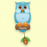 Personalised Pendulum Blue Owl Clock