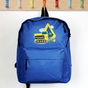 Personalised Digger Blue Backpack