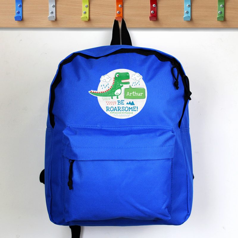 Personalised Be Roarsome Dinosaur School Bag Backpack