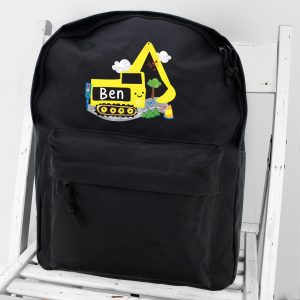 Personalised Digger Backpack School Bag