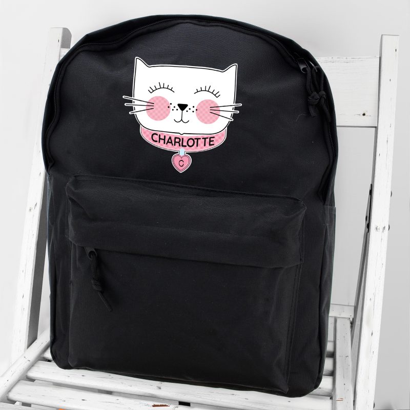 Personalised Backpack School Bag - Cute Cat