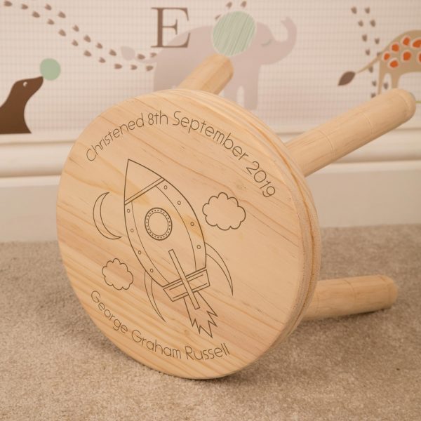 Space Rocket Personalised Wooden Stool