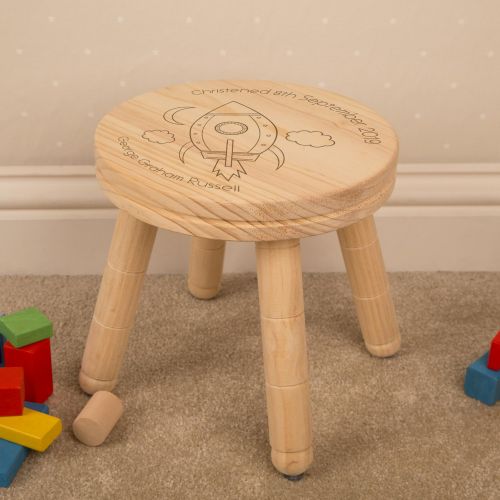 Space Personalised Wooden Stool