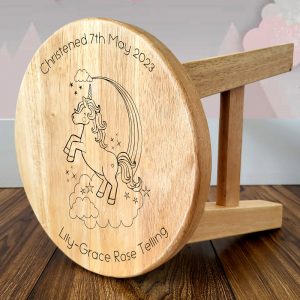 Unicorn Children's Wooden Stool Personalised