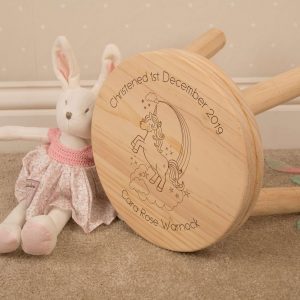 personalised childrens stool unicorn