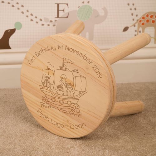Personalised Wooden Stool Pirate Ship