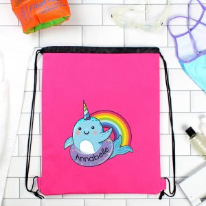 Personalised Narwhal Pink Swim Bag