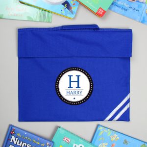 Personalised Initial Blue Book Bag