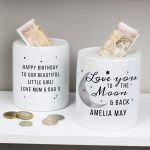 Personalised Moon and Back Money Box
