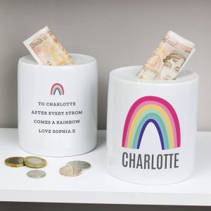 Personalised Rainbow Ceramic Money Box