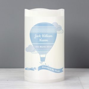 Personalised Up & Away Blue LED Candle