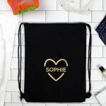 Personalised Gold Heart Swim & Kit Bag