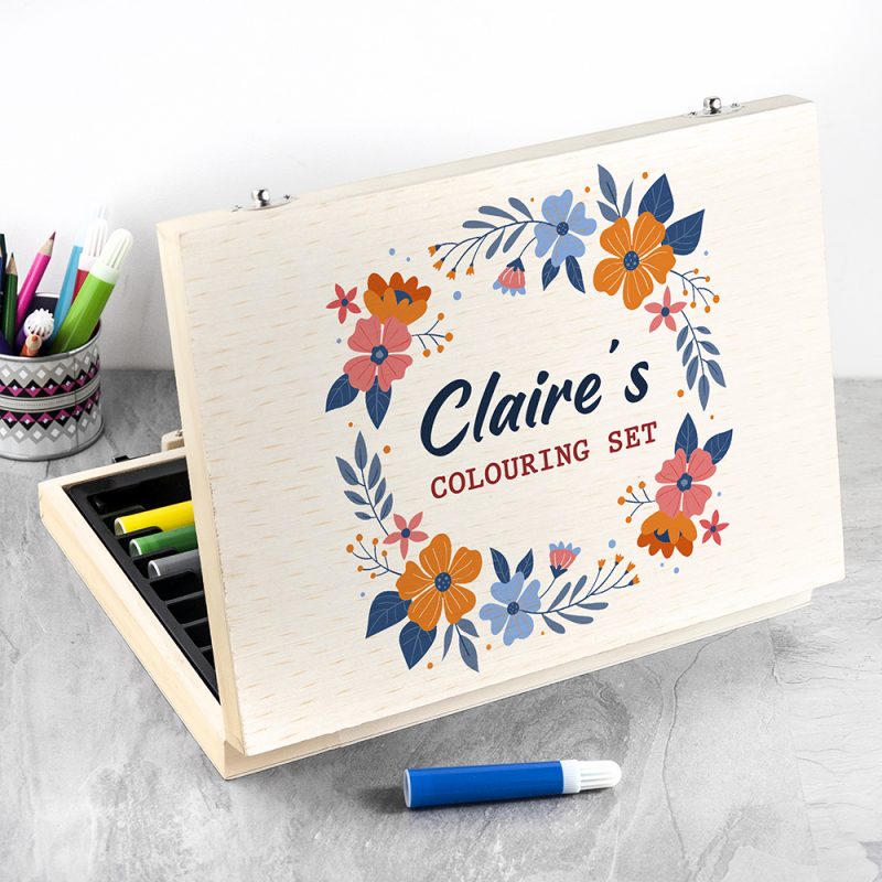 Personalised Flower Garland Colouring Set