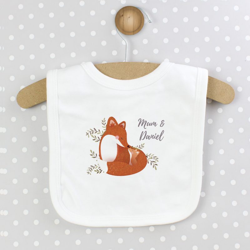 Personalised New Baby Gift - Mummy and Me Fox Bib