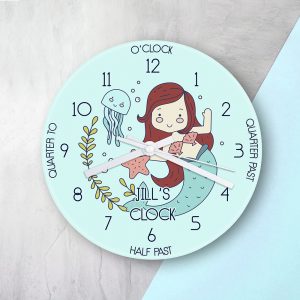 Personalised Large Mermaid Glass Clock
