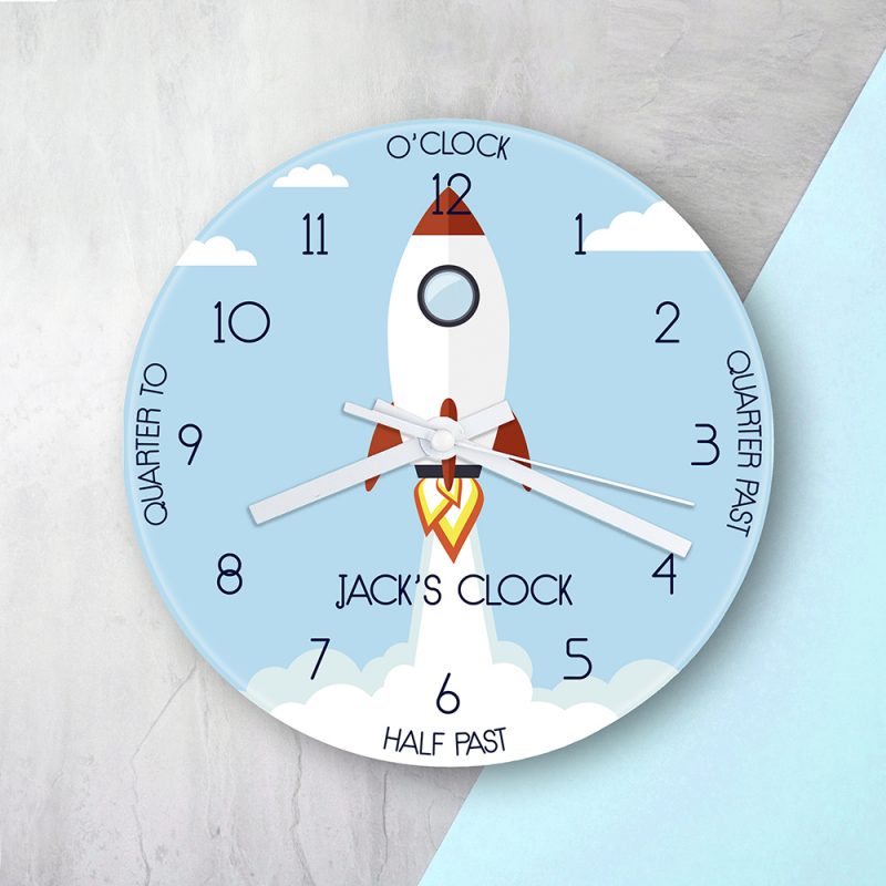 Personalised Large Rocket Glass Clock