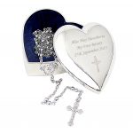 Rosary Beads and Cross Heart Trinket Box