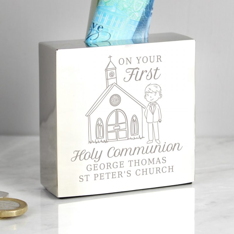 Boys First Holy Communion Square Money Box