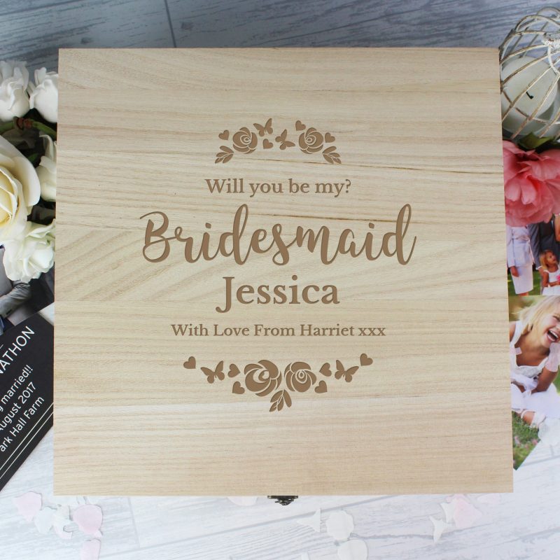 Personalised Bridesmaid Wooden Keepsake Box