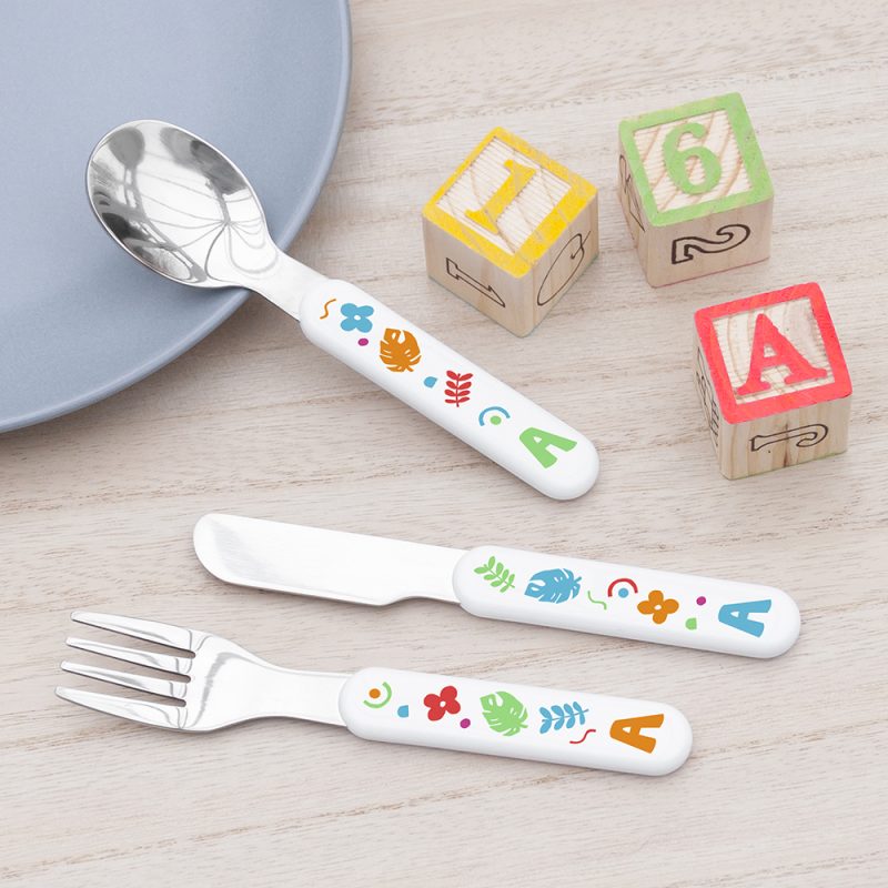 Personalised Colourful Shapes Metal Cutlery Set
