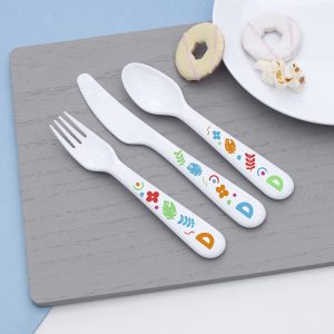 Personalised Colourful Shapes Plastic Cutlery Set
