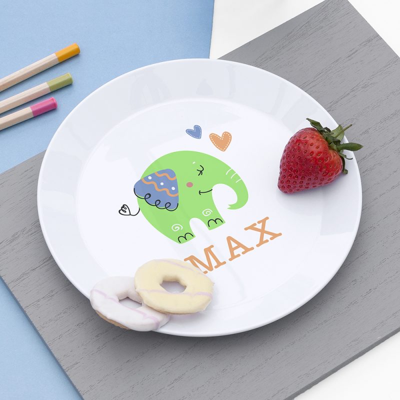 Personalised Kids Elephant Plastic Plate