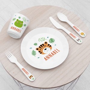 Personalised Jungle Animal Plastic Dining Set