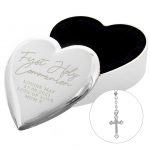1st Holy Communion Rosary Beads & Cross Heart Trinket Box