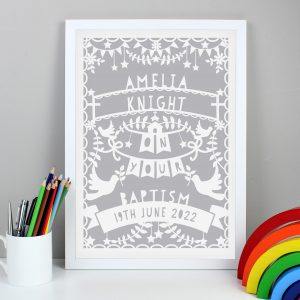 Grey Papercut Style A3 White Framed Print