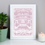 Personalised Pink Papercut Style A4 Framed Print
