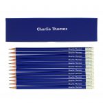 Personalised Name Only Box & 12 Blue HB Pencils