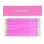 Personalised Name Only Box & 12 Pink HB Pencils