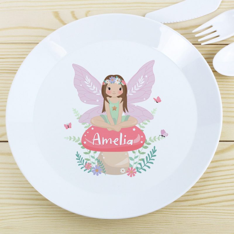 Personalised Toadstool Fairy Plastic Plate