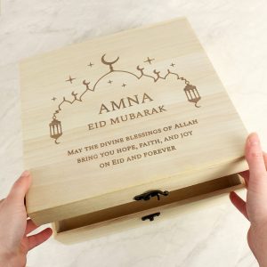 Personalised Eid Large Wooden Keepsake Box