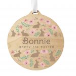 Personalised Easter Round Wooden Decoration