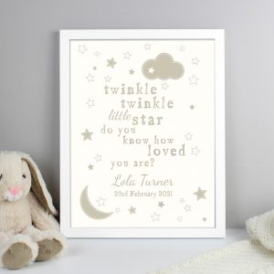 Personalised Twinkle Twinkle White Framed Print
