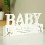 Personalised Woodland Wooden Baby Ornament