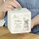 Personalised Bunny Ceramic Square Money Box