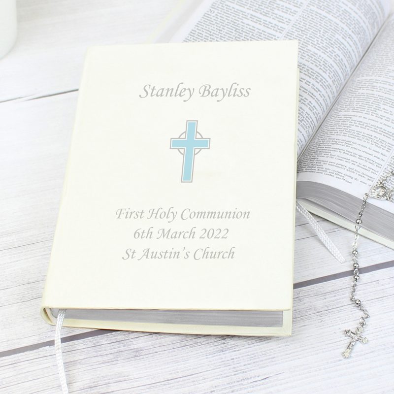 Personalised Blue Cross Holy Bible - Eco-friendly